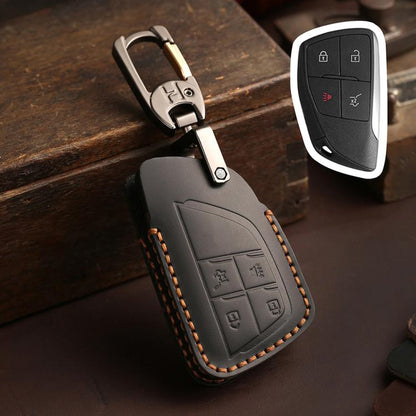 For Buick Envision Plus 2023 Hallmo Crazy Horse Cowhide Car Key Protection Cover, For Buick Envision Plus 2023 3-button, For Buick Envision Plus 2023 4-button, For Buick Envision Plus 2023 5-button, For Buick Envision Plus 2023 6-button