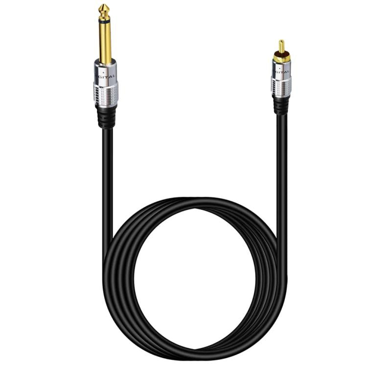 6.35mm Mono Plug Male to RCA Male Audio Adapter Cable for Ampfler, Speaker, Guitar, 0.3m, 1.8m, 3m