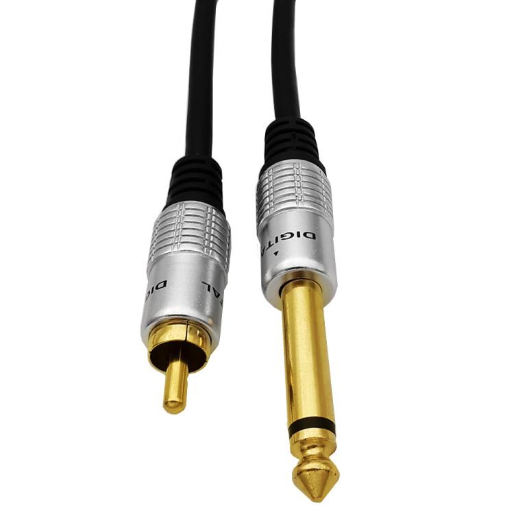 6.35mm Mono Plug Male to RCA Male Audio Adapter Cable for Ampfler, Speaker, Guitar, 0.3m, 1.8m, 3m