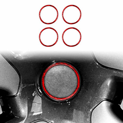 For Tesla Model 3 / Y 4pcs/Set Carbon Fiber Car Wheel Hub Decoration Ring, Car Wheel Hub