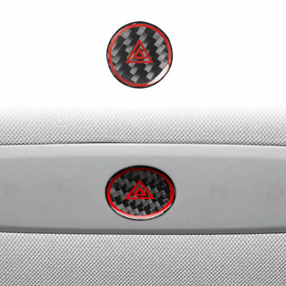 For Tesla Model 3 2023- Carbon Fiber Car Emergency Light Button with Label Decorative Sticker, Car Emergency Light Button, Car Emergency Light Button with Label