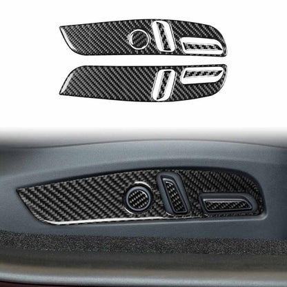 For Tesla Model 3 2023- 7pcs/Set Carbon Fiber Car Seat Adjustment Panel Decorative Sticker, 7pcs/Set Car Seat Adjustment Panel, Left Drive, 7pcs/Set Car Seat Adjustment Panel, Right Drive