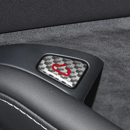 For Tesla Model 3 2019-2023 / Y 2019-2024 4pcs/Set Carbon Fiber Car Door Switch Decorative Sticker with Label, For Tesla Model 3 2019-2023 / Y 2019-2024 Car Door Switch