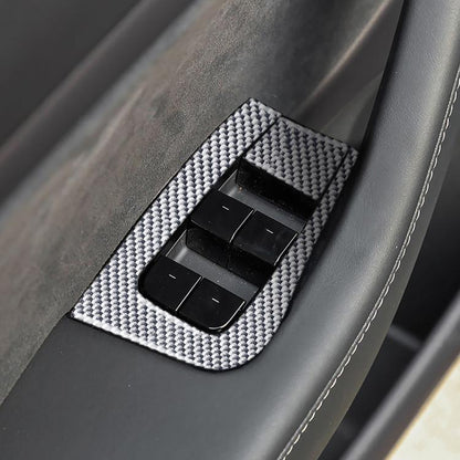 For Tesla Model 3 2017-2022 / Y 2020-2024 6pcs/Set Carbon Fiber Car Window Lift Panel Decorative Sticker, Car Window Lift Panel, Left Drive, Car Window Lift Panel, Right Drive