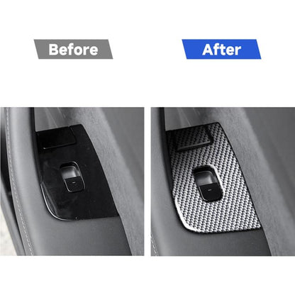 For Tesla Model 3 2017-2022 / Y 2020-2024 6pcs/Set Carbon Fiber Car Window Lift Panel Decorative Sticker, Car Window Lift Panel, Left Drive, Car Window Lift Panel, Right Drive
