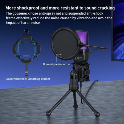 Yanmai SF-777R RGB Light Desktop Noise Reduction Microphone with Anti-spray Net, SF-777R