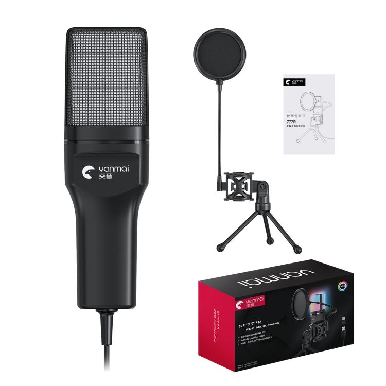 Yanmai SF-777R RGB Light Desktop Noise Reduction Microphone with Anti-spray Net, SF-777R