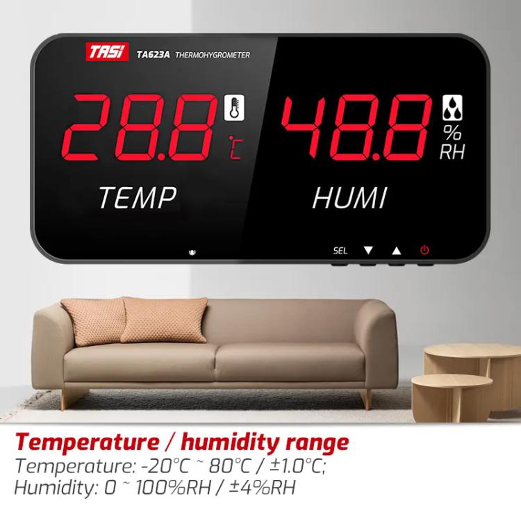TRSI TA623A Industrial Wall-mounted Thermometer Hygrometer, Built-in Probe, TA623A