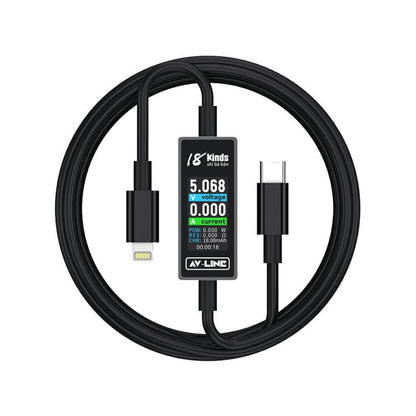 18 Kinds AV-Line Pro 1.2m Intelligent Detection Charging Data Cable, Type-C to  8 Pin, Type-C to Type-C