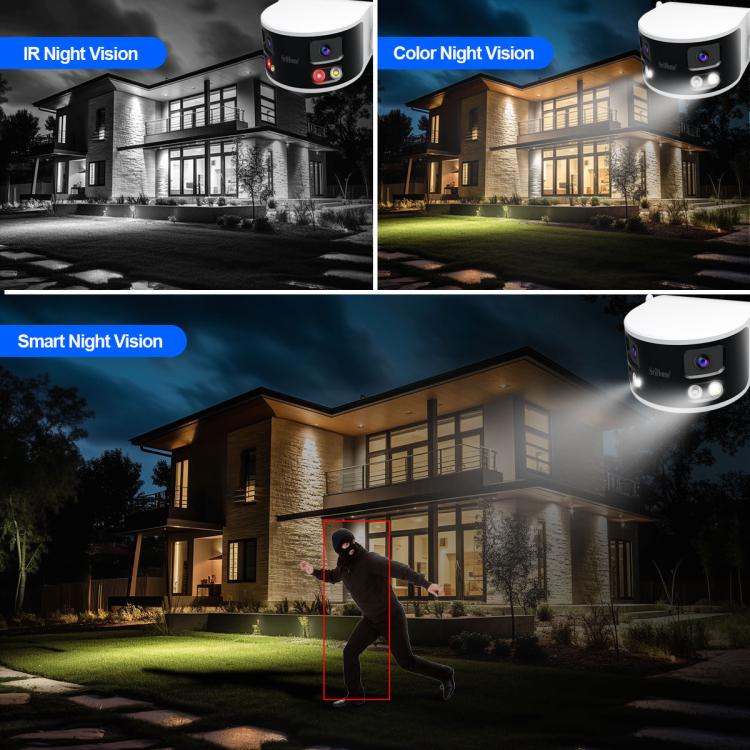SriHome SH070 4MP Binocular Stitching Ultra-wide Angle Waterproof Camera Supports Full-color Night Vision, AU Plug, UK Plug, EU Plug, US Plug