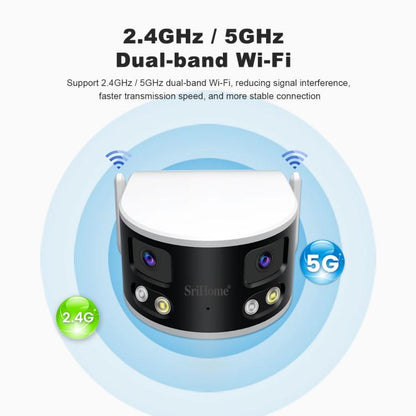 SriHome SH070 4MP Binocular Stitching Ultra-wide Angle Waterproof Camera Supports Full-color Night Vision, AU Plug, UK Plug, EU Plug, US Plug