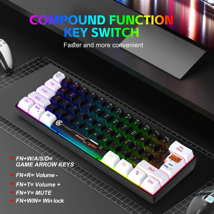 HXSJ V700WB Wired RGB Backlit Membrane Keyboard 61 Key Caps, Cable Length: 1.7m, V700WB