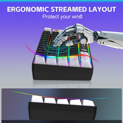 HXSJ V700WB Wired RGB Backlit Membrane Keyboard 61 Key Caps, Cable Length: 1.7m, V700WB