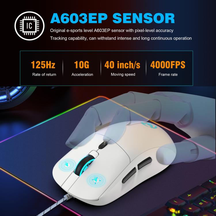 HXSJ X200 3600DPI Colorful Luminous Wired Mouse, Cable Length: 1.5m, X200 Black, X200 White