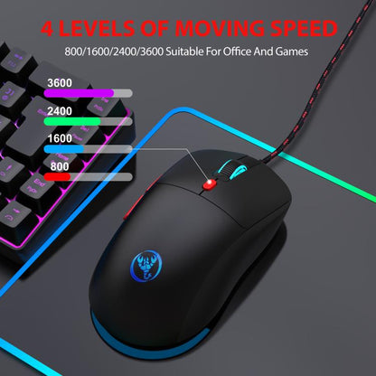 HXSJ X200 3600DPI Colorful Luminous Wired Mouse, Cable Length: 1.5m, X200 Black, X200 White