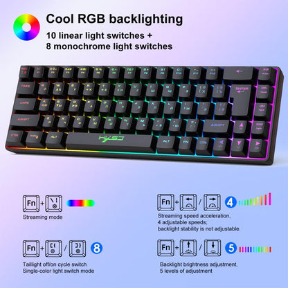 HXSJ V200 Russian Version Wired RGB Backlit Mechanical Keyboard 68 Key Caps, Cable Length: 1.7m, V200 Russian Version White