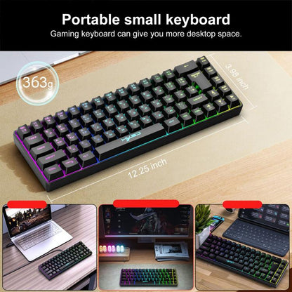 HXSJ V200 Russian Version Wired RGB Backlit Mechanical Keyboard 68 Key Caps, Cable Length: 1.7m, V200 Russian Version White