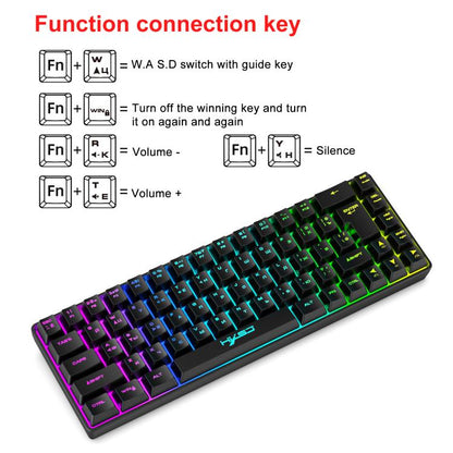 HXSJ V200 Russian Version Wired RGB Backlit Mechanical Keyboard 68 Key Caps, Cable Length: 1.7m, V200 Russian Version White