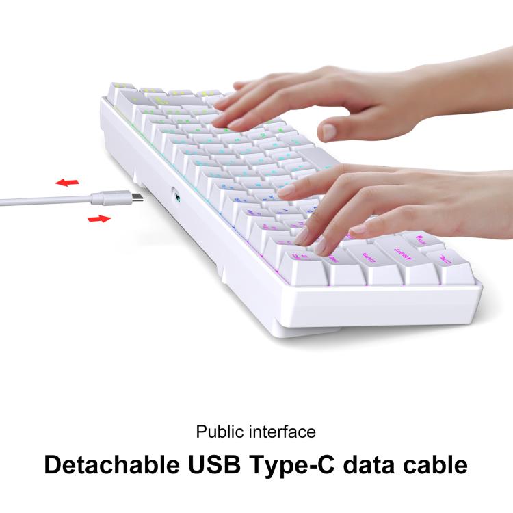 HXSJ V200 Russian Version Wired RGB Backlit Mechanical Keyboard 68 Key Caps, Cable Length: 1.7m, V200 Russian Version White