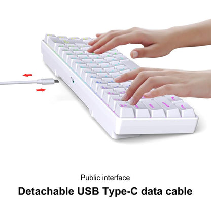 HXSJ V200 Russian Version Wired RGB Backlit Mechanical Keyboard 68 Key Caps, Cable Length: 1.7m, V200 Russian Version White