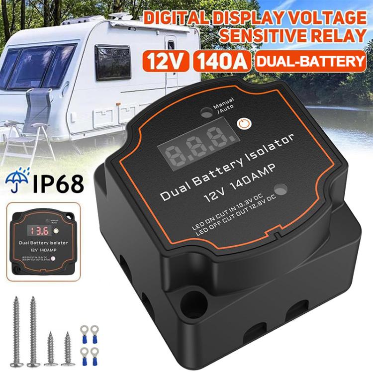 IP68 12V 140A Car Smart Dual Battery Isolation Controller with Digital Display Voltmeter, 3m Set, 5m Set, 7m Set, 8m Set