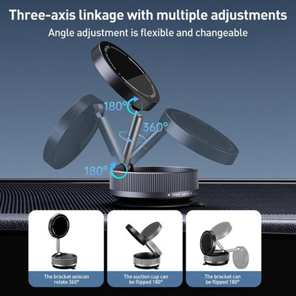 K10A Three-axis Folding Vacuum Adsorption Magnetic Car Phone Holder, K10A (White), K10A (Black)