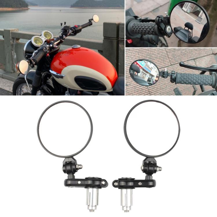2pcs/Set Folding Motorcycle Handlebar Rearview Mirror Round Reversing Mirror, Universal Reversing Mirror