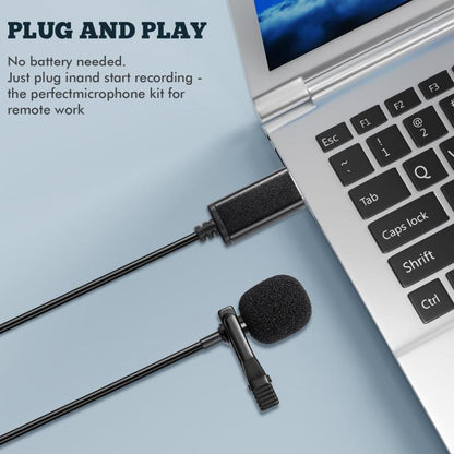 USB Interface Lavalier Microphone for Laptop Live Conference Recording, USB Interface