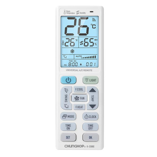 CHUNGHOP K-3308E Universal Air Conditioner Remote Control with Flashlight and LCD Backlight, K-3308E