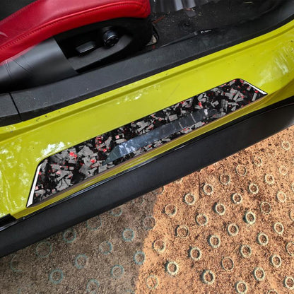 2pcs/Set Forged Gold Foil Carbon Fiber Car Threshold Decorative Sticker for Chevrolet Corvette C8 2020-, Left and Right Driver, Threshold