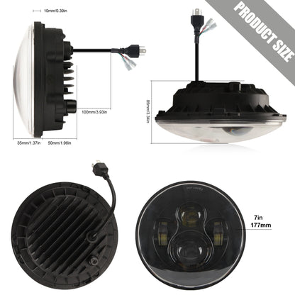 7 inch H4 / H13 DC 9V-30V 4000LM 6000K 40W 7 inch Car Round Shape LED Headlight Lamps for Jeep Wrangler, DC 9V-30V 4000LM 6000K 40W