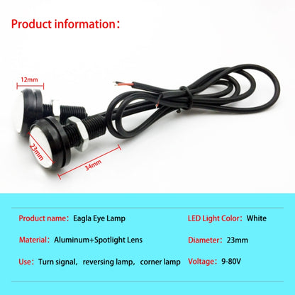 10 PCS 23mm 6LEDs SMD-5730 DC9-80V Motorcycle Eagle Eye Light, 6LEDs SMD-5730, 6LEDs SMD-5730(White Light)