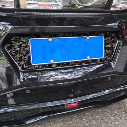 Forged Gold Foil Carbon Fiber Car Rear License Plate Frame Decorative Sticker for Chevrolet Corvette C8 2020-, Left and Right Driver, Rear License Plate Frame