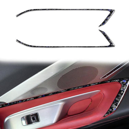 2pcs/Set Forged Gold Foil Carbon Fiber Car Door Decorative Sticker for Chevrolet Corvette C8 2020-, Left and Right Driver, Door