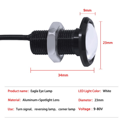 10 PCS 23mm 1.5W DC9-80V Motorcycle Eagle Eye Light Single Lens, 23mm Single Lens(White Light), 23mm Single Lens(Red Light), 23mm Single Lens(Yellow Light)