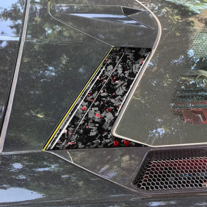 6pcs/Set Forged Gold Foil Carbon Fiber Car Roof Camera Decorative Sticker for Chevrolet Corvette C8 2020-, Left and Right Driver, Roof Camera
