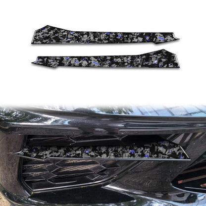 2pcs/Set Forged Gold Foil Carbon Fiber Car Front Sides Air Vents Decorative Sticker for Chevrolet Corvette C8 2020-, Left and Right Driver, Front Sides Air Vents