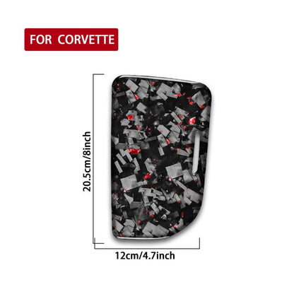 Forged Gold Foil Carbon Fiber Car Central Control Cup Cover Decorative Sticker for Chevrolet Corvette C8 2020-, Right Driver, Central Control Cup Cover, Right Driver