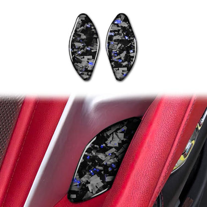 2pcs/Set Forged Gold Foil Carbon Fiber Car Inside Door Bowl Decorative Sticker for Chevrolet Corvette C8 2020-, Left and Right Driver, Inside Door Bowl