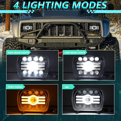 Y19 H4 7 inch Car Sun Style Square Modified Headlight for Jeep Wrangler, Y19
