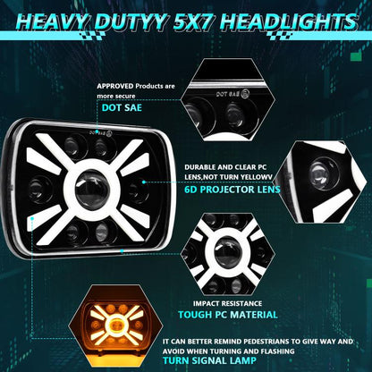 Y23 H4 7 inch Car Seven-bead Sun Style Square Modified Headlight for Jeep Wrangler, Y23