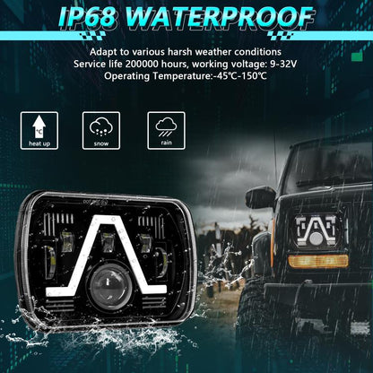 Y24 H4 7 inch Car V-style Square Modified Headlight for Jeep Wrangler, Y24
