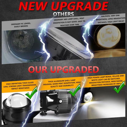 T09 2pcs/Pack 55W 3 inch High Power Dual Lens Fog Light, T09 Four-corner Universal, T09 Oblique Universal