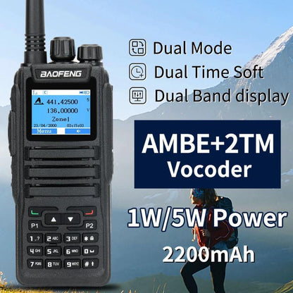 Baofeng DM-1701 1.77 inch Ccolor Screen DMR Direct Dual Capacity Standard Handheld Walkie Talkie, EU Plug, US Plug