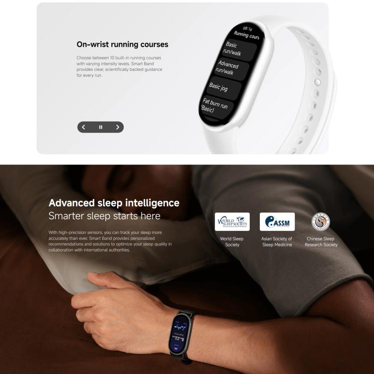 Original Xiaomi Smart Band 10, 1.72 inch AMOLED Screen 5ATM Waterproof Smart Watch, Support Blood Oxygen / Heart Rate Monitor, Smart Band 10 Black, Smart Band 10 Silver