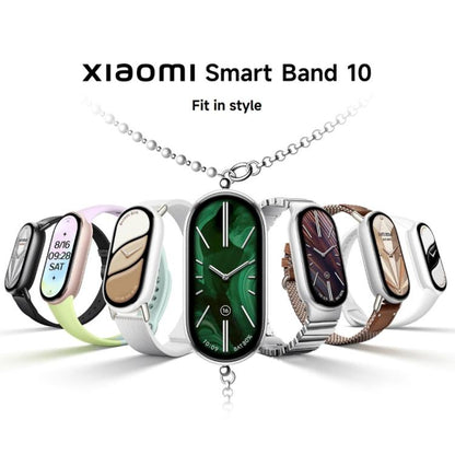 Original Xiaomi Smart Band 10, 1.72 inch AMOLED Screen 5ATM Waterproof Smart Watch, Support Blood Oxygen / Heart Rate Monitor, Smart Band 10 Black, Smart Band 10 Silver