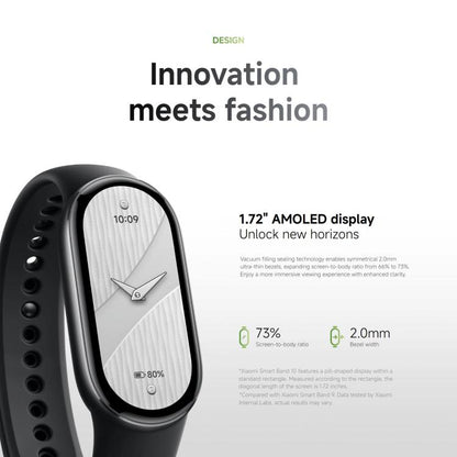 Original Xiaomi Smart Band 10, 1.72 inch AMOLED Screen 5ATM Waterproof Smart Watch, Support Blood Oxygen / Heart Rate Monitor, Smart Band 10 Black, Smart Band 10 Silver
