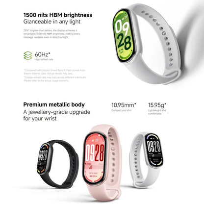 Original Xiaomi Smart Band 10, 1.72 inch AMOLED Screen 5ATM Waterproof Smart Watch, Support Blood Oxygen / Heart Rate Monitor, Smart Band 10 Black, Smart Band 10 Silver