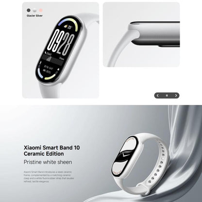 Original Xiaomi Smart Band 10, 1.72 inch AMOLED Screen 5ATM Waterproof Smart Watch, Support Blood Oxygen / Heart Rate Monitor, Smart Band 10 Black, Smart Band 10 Silver