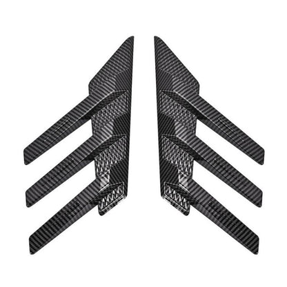1 Pair Car Rear Windshield Air Cent Shark Fin Decorative Sticker, Carbon Pattern, Bright Black
